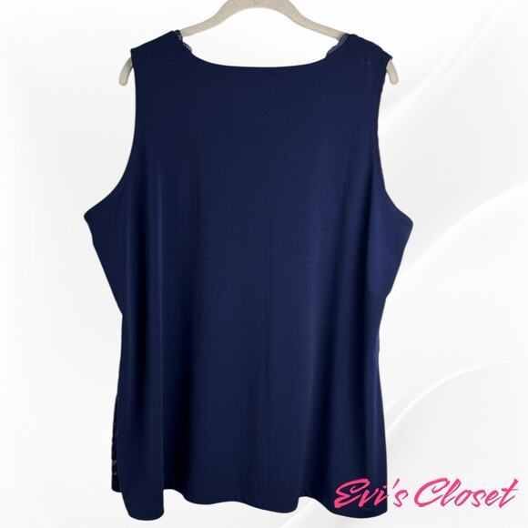 Susan Graver Women's Essentials Sleeveless Lace Lined Tank Tunic Blue Sz 2X - Picture 2 of 6